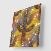 Southwestern Arizona Saguaro Cactus Mosaic Design Vierkante Klok (Hoek)