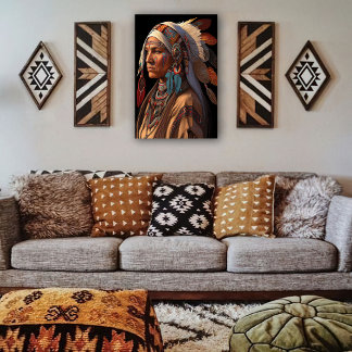 Southwestern Art Portret van Indian Woman Canvas Afdruk