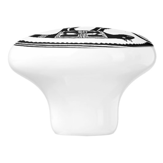 Southwestern Art Wolves Ancient Mimbres Pottery Keramische Knop (Zijkant)