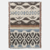 Southwestern Aztec Geometric Pattern in Black Deken (Voorkant Verticaal)