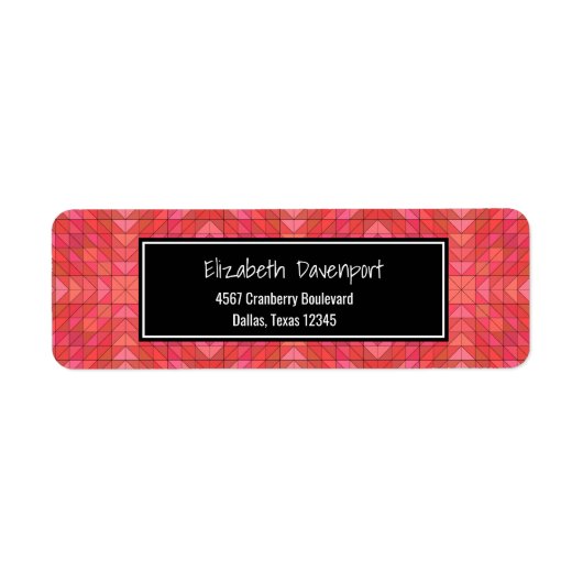 Southwestern Aztec stijl geometrisch in rood en ro Etiket (Voorkant)