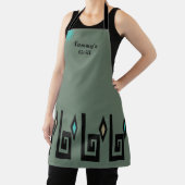 Southwestern Aztec Style Dusty Sage Company Apron Schort (Insitu)