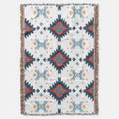 Southwestern Blue and Red Geometric Pattern Deken (Voorkant Verticaal)