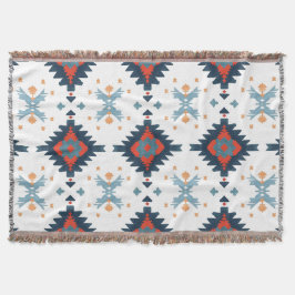 Southwestern Blue and Red Geometric Pattern Deken