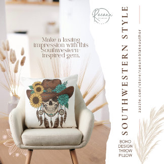 Southwestern Boho Design Skull Throw Pillow Kussen