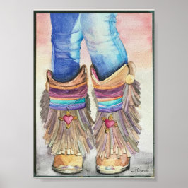 Southwestern Boots Art Print Geschikt voor Framing