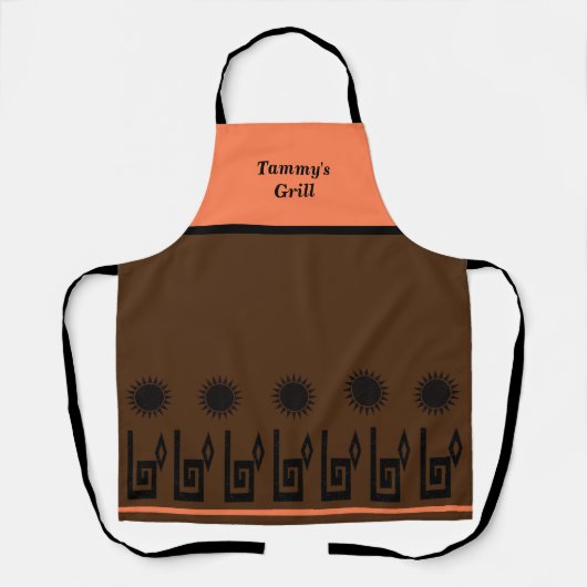 Southwestern Brown Coral Restaurant Apron Schort (Voorkant)