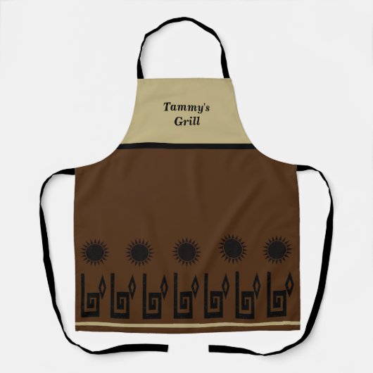 Southwestern Brown Sand Restaurant Apron Schort (Voorkant)