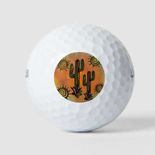 SOUTHWESTERN CACTUS ART GOLFBALLEN (Voorkant)