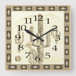 Southwestern Cactus Clock Vierkante Klok