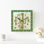 Southwestern Cactus Clock Vierkante Klok (Huis)