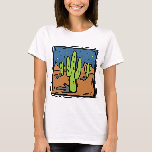 Southwestern Cactus Design Art T-shirt (Voorkant)