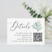 Southwestern Cactus Wedding Details + QR | Website Informatiekaartje (Staand voorkant)