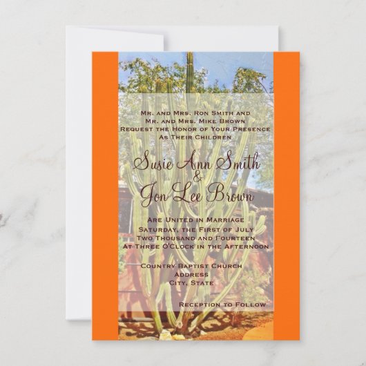 Southwestern Cactus Wedding Invitations Kaart (Voorkant)