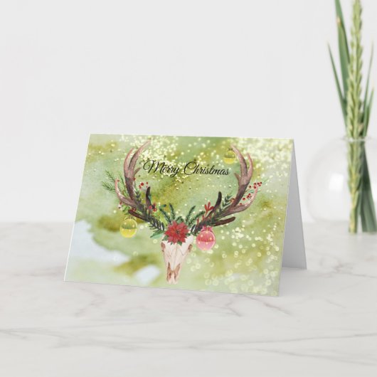 Southwestern Christmas Decorated Animal Skull Feestdagen Kaart (Voorkant)