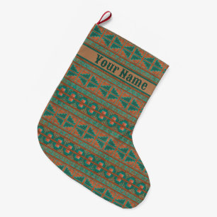 Southwestern Copper Blauwgroen Geometrisch Geperso Grote Kerstsok