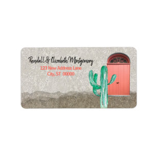 Southwestern Coral door Saguaro Cactus Custom Etiket