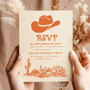 Southwestern Country Ranch Western Huwelijk RSVP Kaartje