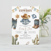 Southwestern Cowboy baby shower Invitation Kaart (Staand voorkant)