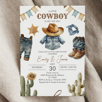 Southwestern Cowboy baby shower Invitation Kaart