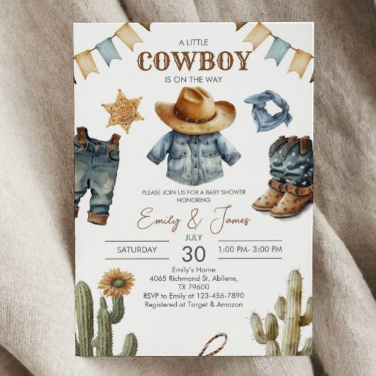 Southwestern Cowboy baby shower Invitation Kaart