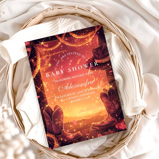 Southwestern Cowboy Boots Baby Shower Kaart