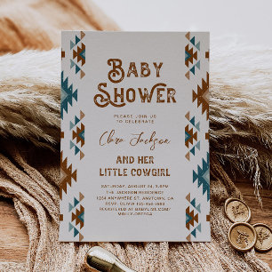 Southwestern Cowgirl Baby shower Invitation Kaart