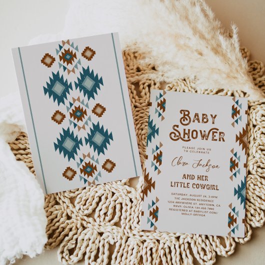 Southwestern Cowgirl Baby shower Invitation Kaart