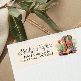 Southwestern Cowgirl Boots Retour Adreslabel Etiket