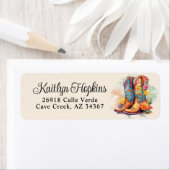 Southwestern Cowgirl Boots Retour Adreslabel Etiket (Insitu)