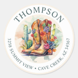 Southwestern Cowgirl Boots Retour Adreslabel Ronde Sticker