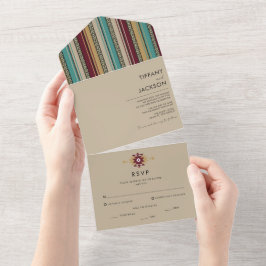 SouthWestern Desert Boho Summer Wedding All In One Uitnodiging