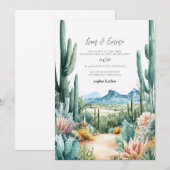 Southwestern Desert Cactus Wedding Kaart (Voorkant / Achterkant)