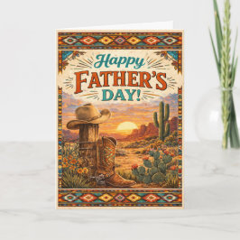 Southwestern Desert Cowboy Fathers Day Feestdagen Kaart