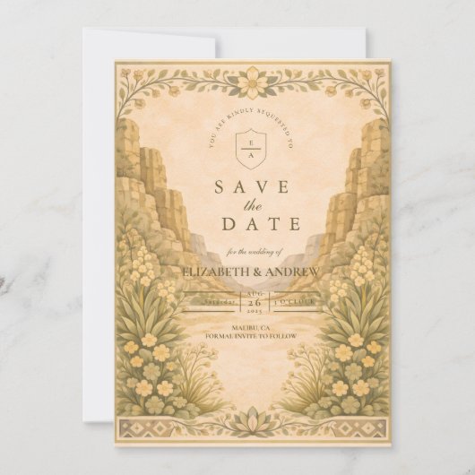 Southwestern Desert Floral Wedding Save The Date (Voorkant)