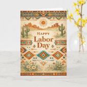 Southwestern Desert Happy Labor Day Kaart (Gele Bloem)