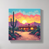 Southwestern Desert Home Mooie zonsondergang Canva Canvas Afdruk (Voorkant)