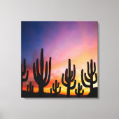 Southwestern Desert Landscape Cactus Sunrise Image Canvas Afdruk (Voorkant)