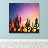 Southwestern Desert Landscape Cactus Sunrise Image Canvas Afdruk (Insitu (Houten vloer))