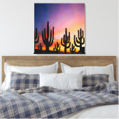 Southwestern Desert Landscape Cactus Sunrise Image Canvas Afdruk (Insitu (Slaapkamer))