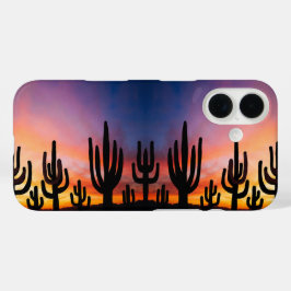 Southwestern Desert Landscape Cactus Sunrise Image iPhone 16 Hoesje