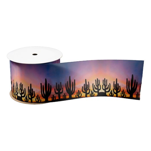 Southwestern Desert Landscape Cactus Sunrise Image Satijnen Lint (Spoel)