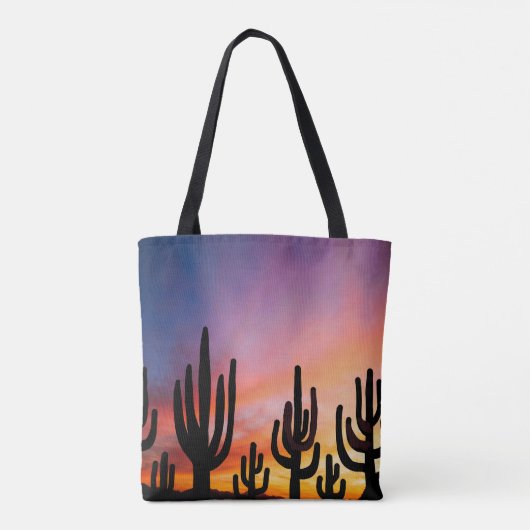 Southwestern Desert Landscape Cactus Sunrise Image Tote Bag (Achterkant)