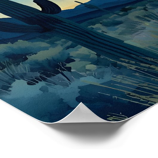 Southwestern Desert Night Sky with Cacti Poster (Hoek)