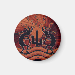 Southwestern Desert Sunset Cactus Kokopelli Magneet
