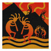 Southwestern Desert Sunset Kokopelli Poster (Voorkant)
