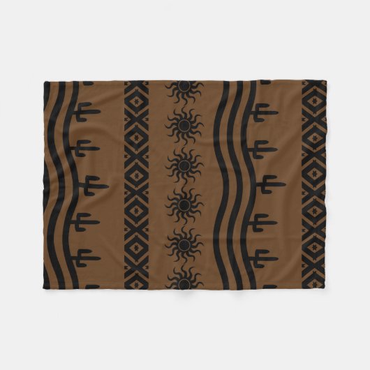 Southwestern Design Black en Brown Fleece Blanket (Voorkant (Horizontaal))