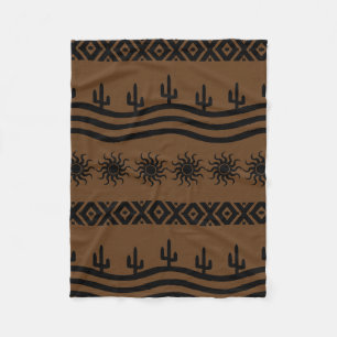 Southwestern Design Black en Brown Fleece Blanket