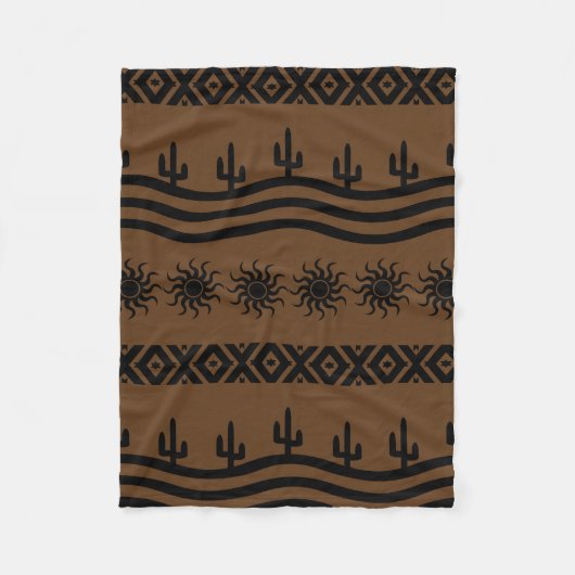 Southwestern Design Black en Brown Fleece Blanket (Voorkant)