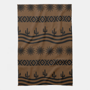 Southwestern Design Black en Brown Kitchen Towelks Theedoek